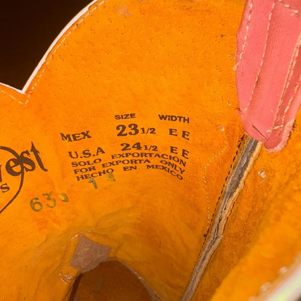 Rouswest Pink Ostrich Cowboy Boots Women’s 5.5 Made in Mexico - Picture 8 of 15